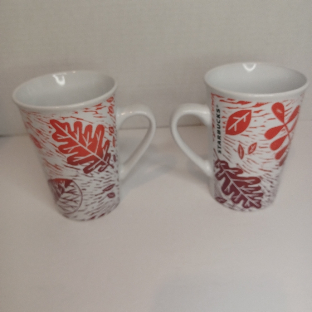 2017 Starbucks Autumn‎ Leaves 11oz. Coffee Mugs ( Set of 2) Ombre Fall Coloring